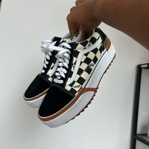 Platform checkered vans (size 10)
